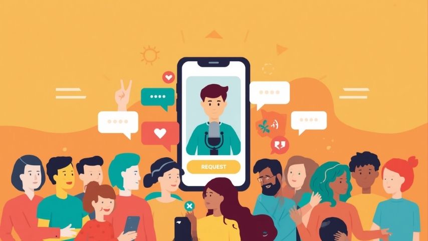 a graphic of an interactive podcast app